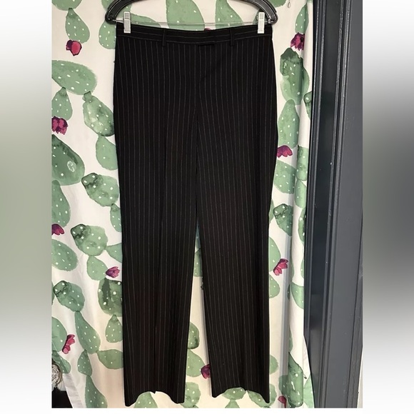 Wool Mark Sag Harbor Black Wool Pinstripe Lined Belted Blazer Jacket Size 8 - Picture 9 of 14